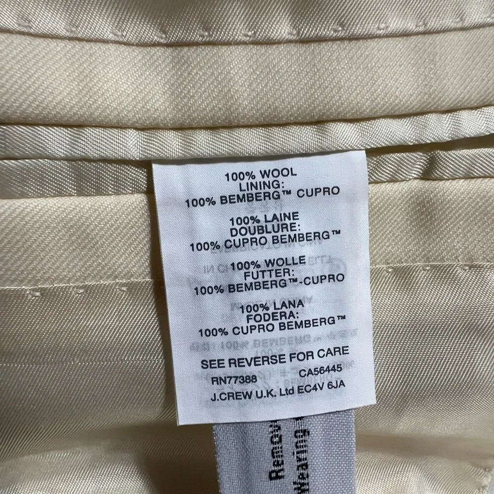 J Crew Ludlow Suit Jacket Mens 36S Short Cream Ivory Blazer Tuxedo Shawl Blazer